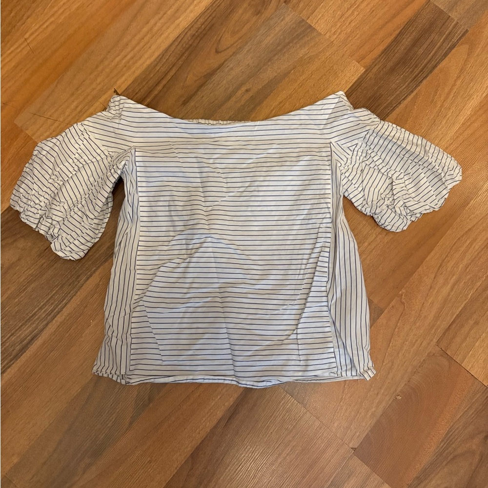 H&M Off-Shoulder Striped Blouse - White and Black